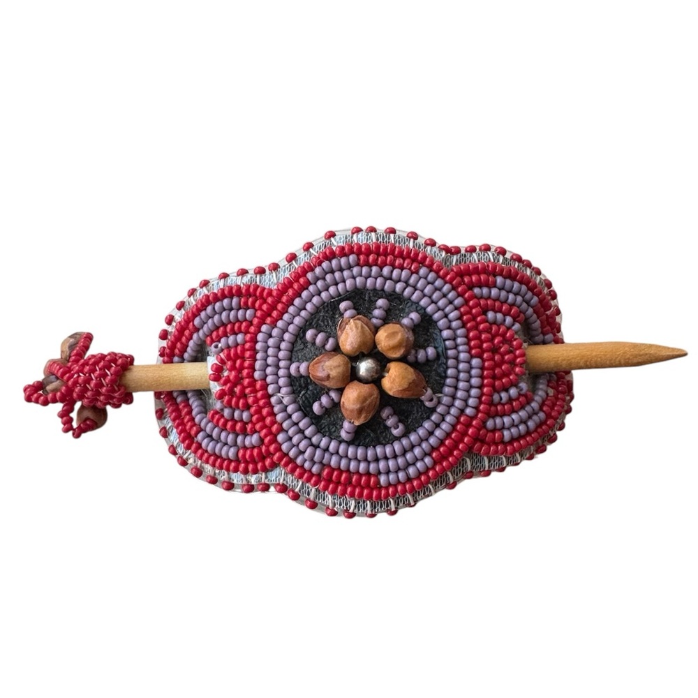 Handmade Beaded Hair Barrette | Red & Purple | Grand Canyon